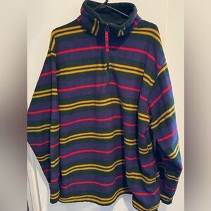 Vintage 90s Christopher Rand fleece pull over striped 1/4 zip cozy warm retro XL